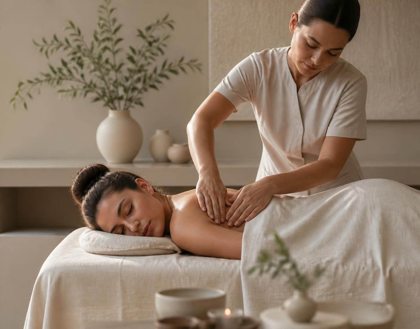 Massagem relaxante realizada por profissional