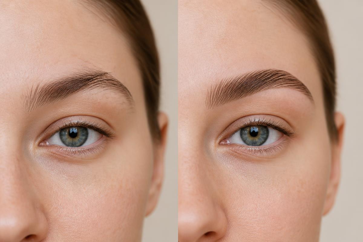 Exemplo visual antes e depois — Design de Sobrancelhas